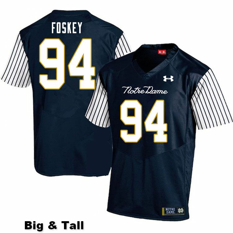 Men's NCAA Notre Dame Fighting Irish #94 Isaiah Foskey Stitched College Under Armour Authentic Navy Big & Tall Alternate Football Jersey FZ10Z13MV